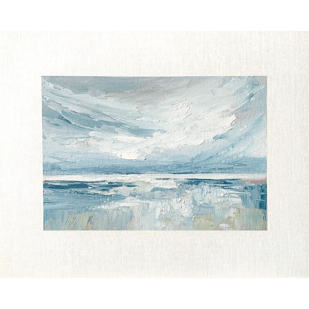 8x10 Original Oil Landscape Painting Beach Ocean Clouds Coastal Wall Art Signed